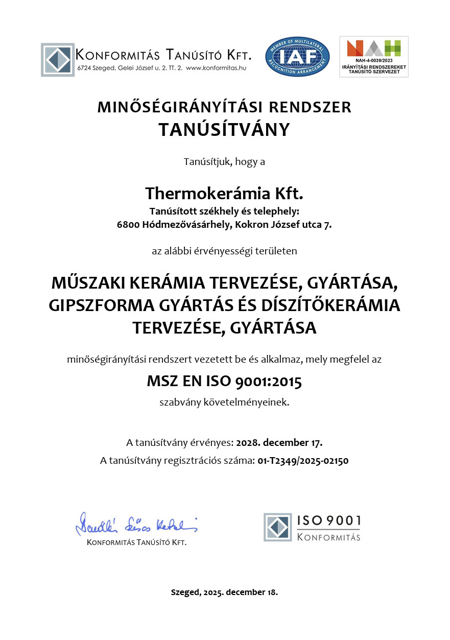 ISO 9001 tanúsítvány